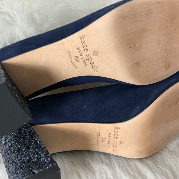 Kate Spade Blue Suede Glitter Heel Pumps 8M - Picture 8 of 8